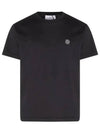 Logo Patch Short Sleeves T-Shirt Black - STONE ISLAND - BALAAN 2