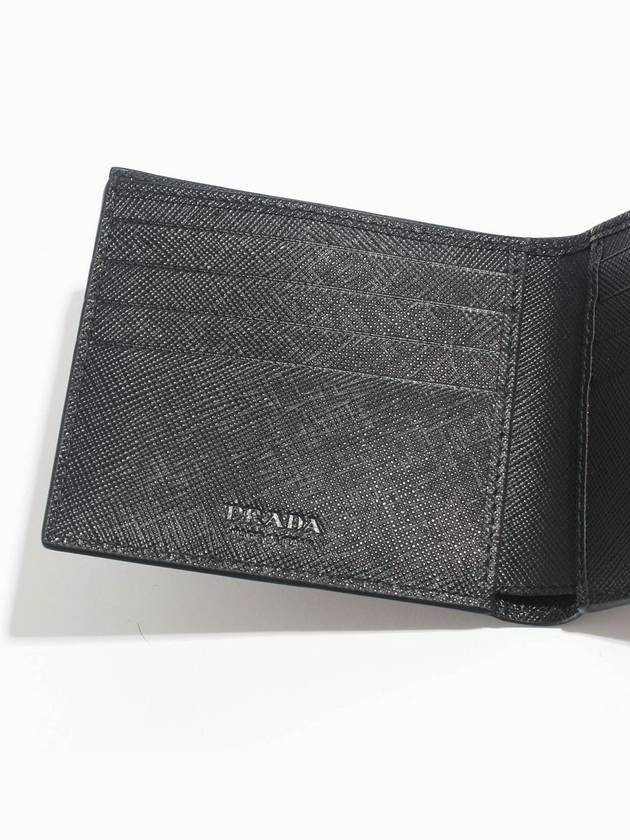 Saffiano Leather Half Wallet Black - PRADA - BALAAN 4