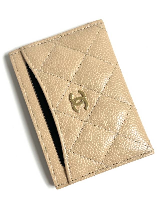 gold logo classic caviar card wallet beige - CHANEL - BALAAN 4