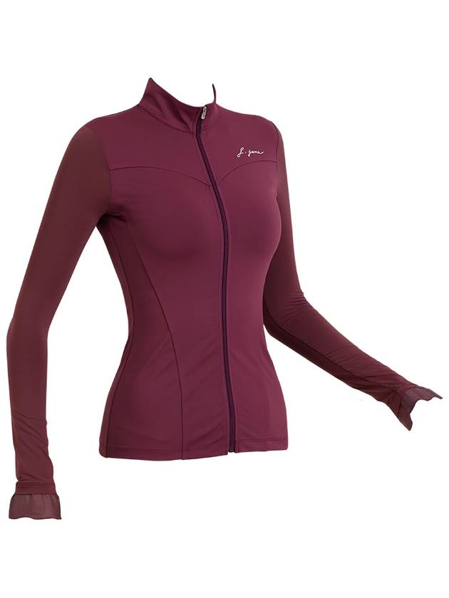 Golf Wear Open Zipper Cooling T-shirt Wine - J JANE - BALAAN 3