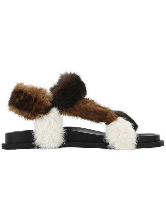 women's color block fur sandals - FENDI - BALAAN.