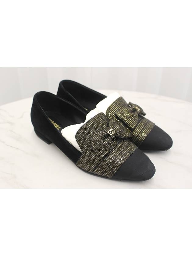 Ribbon gold black tweed loafers - CHANEL - BALAAN 2