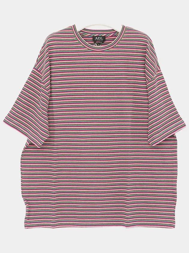 Bahaia Stripe Short Sleeve T-shirt Raspberry - A.P.C. - BALAAN 4