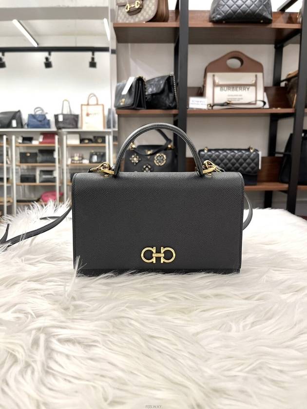 Daol Merchant Store Ferragamo Gancini Mini Top Handle Black 212972 Condition A - SALVATORE FERRAGAMO - BALAAN 1