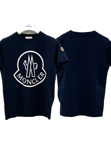 Kids Maxi Logo Short Sleeve T shirt 8Y 10Y Navy 8C00020 83907 778 - MONCLER - BALAAN 1