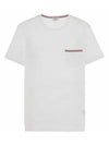 Men's Medium Weight Jersey Tipped Pocket Crewneck Short Sleeve T-Shirt White - THOM BROWNE - BALAAN 2