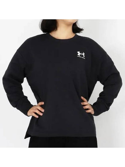 Women's Rival Fleece Oversized Crew Long Sleeve T-Shirt Black - UNDER ARMOUR - BALAAN 2