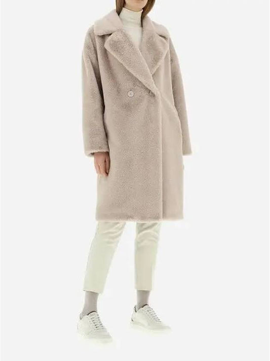 double-breasted shearling coat white - HERNO - BALAAN 2