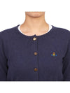 Bea ORB Embroidered Logo Crop Cardigan Dark Blue - VIVIENNE WESTWOOD - BALAAN 9