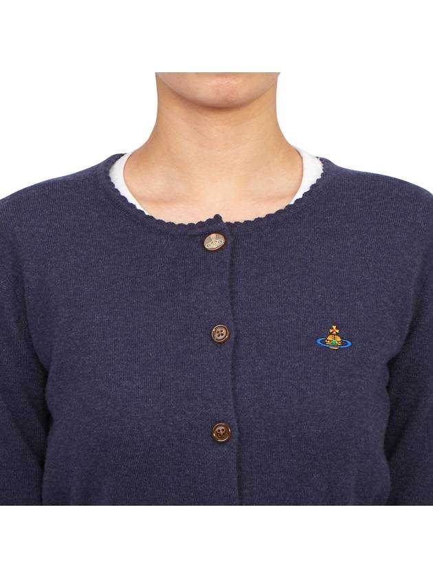 Bea ORB Embroidered Logo Crop Cardigan Dark Blue - VIVIENNE WESTWOOD - BALAAN 9