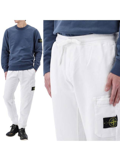 Cotton Fleece Cargo Truck Pants White - STONE ISLAND - BALAAN 2