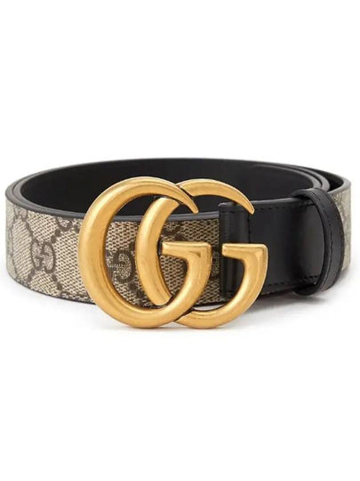 GG Buckle Leather Belt Black Beige - GUCCI - BALAAN 2