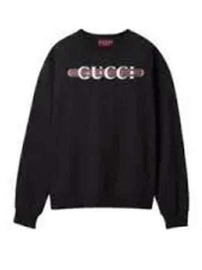 Print Cotton Jersey Sweatshirt Black - GUCCI - BALAAN 2