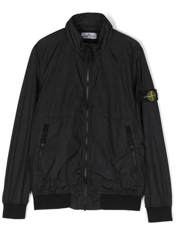 Kids Compass Badge Zip Up Jacket Black - STONE ISLAND - BALAAN 1