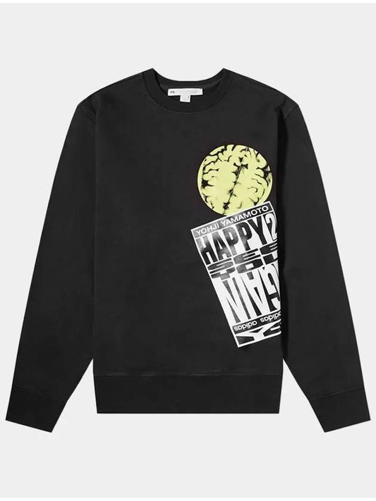 Graphic Print Cotton Sweatshirt Black Hf7068 - Y-3 - BALAAN 2