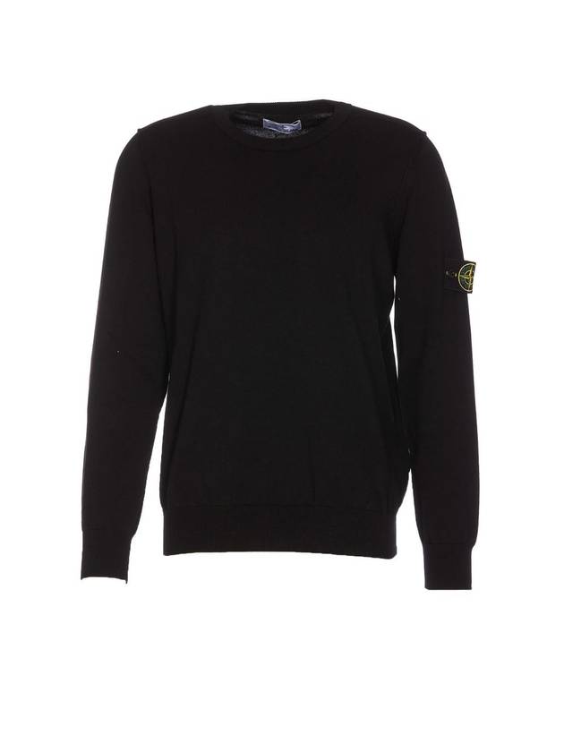 Crewneck Soft Cotton Knit Top Black - STONE ISLAND - BALAAN 1