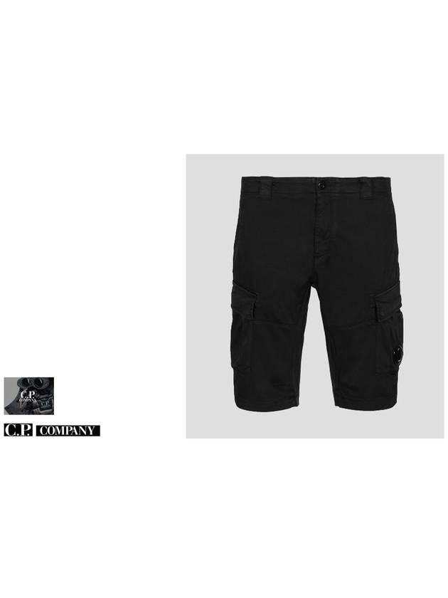 Men's Stretch Satin Lens Cargo Shorts Black - CP COMPANY - BALAAN 3