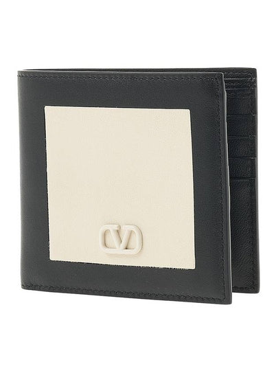 V Logo Signature Half Wallet Black Ivory - VALENTINO - BALAAN 2