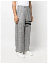 4 Bar Tartan Check Linen Slacks Grey - THOM BROWNE - BALAAN 4