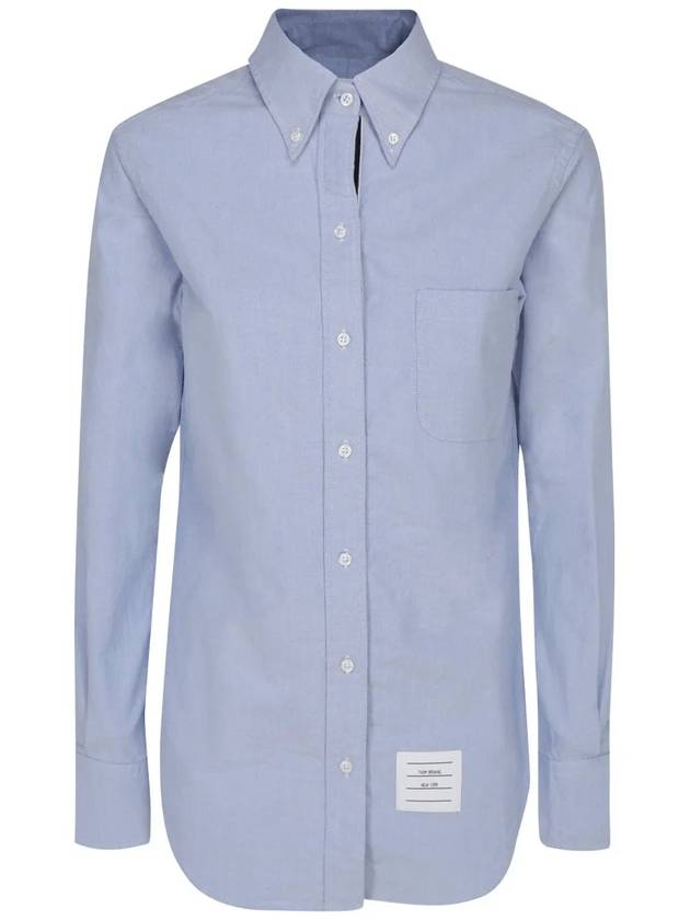 Women's Hidden Three Stripes Oxford Classic Shirt Sky Blue - THOM BROWNE - BALAAN 2