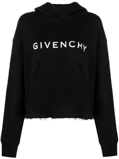 Women's Archetype Crop Fleece Hoodie Black - GIVENCHY - BALAAN 1