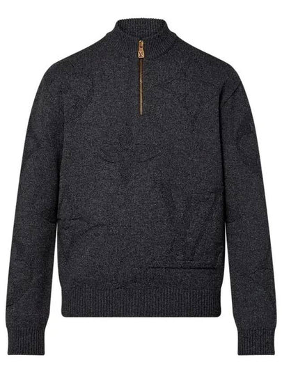 Monogram Jacquard Wool Half Zip Knit Top Grey - LOUIS VUITTON - BALAAN 2