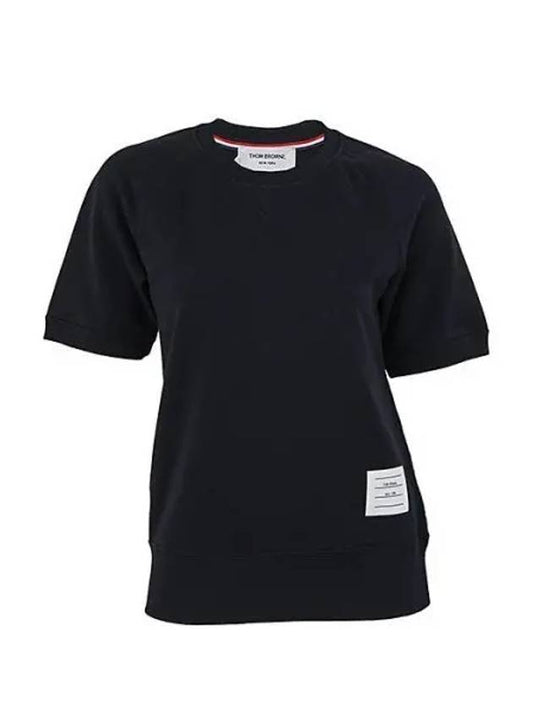 Women's Loopback Cotton Short Sleeve T-Shirt Navy - THOM BROWNE - BALAAN 2