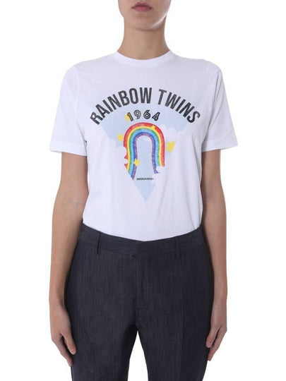 Rainbow Printing Short Sleeve T-Shirt White - DSQUARED2 - BALAAN 2