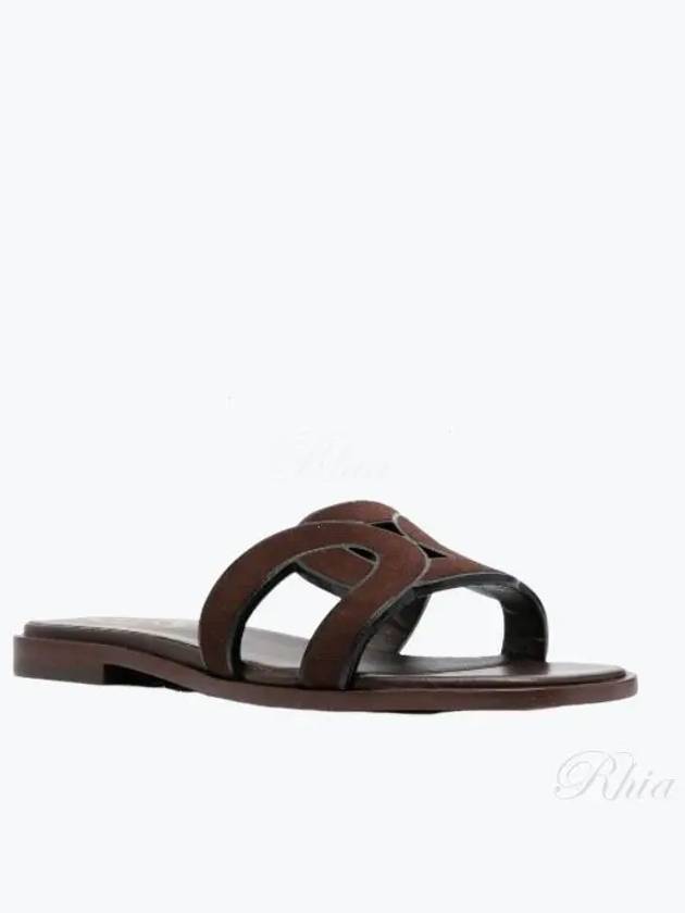 Women's Square Toe Suede Slide Slippers Brown - TOD'S - BALAAN 2