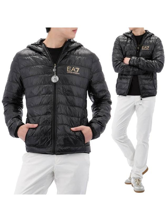 Men's Hooded Quilted Down Padding Black - EMPORIO ARMANI - BALAAN 2