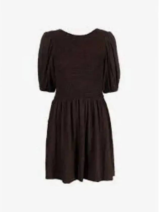 Women's Smoke Puff Sleeve Short Dress Brown - GANNI - BALAAN 2