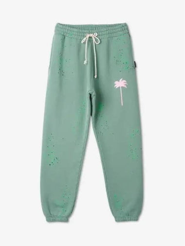 Paint Splatter Track Pants Green Pink PMCH011S23FLE0015530 - PALM ANGELS - BALAAN 1