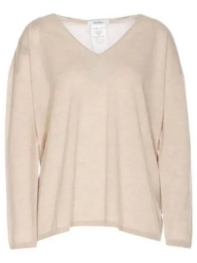 Freccia V-neck Cashmere Knit Top Beige - MAX MARA - BALAAN 2