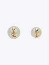 Cassandre Pearl Earrings in Metal Gold And Cream - SAINT LAURENT - BALAAN 11