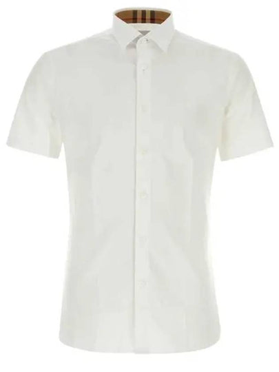 Men's Logo Cotton Short Sleeve Shirt White - BURBERRY - BALAAN 2