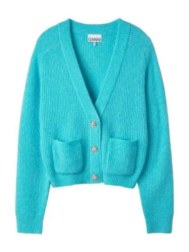 Jewel button cardigan light blue - GANNI - BALAAN 1