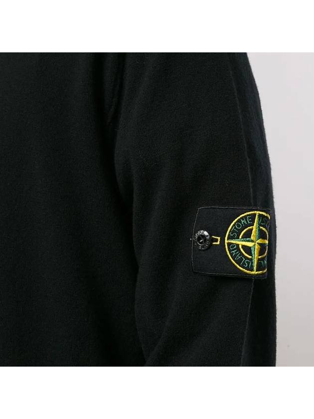 Stretch Wool Crewneck Knit Top Black - STONE ISLAND - BALAAN 4