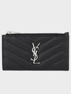 Fragment Quilted Zipper Card Wallet Black - SAINT LAURENT - BALAAN.