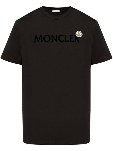 Flocked Logo Short Sleeve T-Shirt Black - MONCLER - BALAAN 1