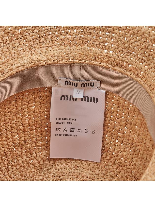 Logo Woven Fabric Bucket Hat Beige - MIU MIU - BALAAN 10