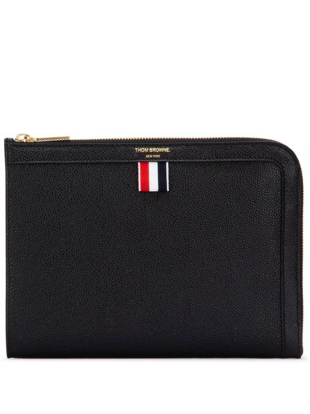 Pebble Minifolio Clutch Bag Black - THOM BROWNE - BALAAN 2