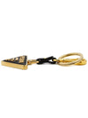 Saffiano Leather Triangle Logo Key Holder Black - PRADA - BALAAN 5