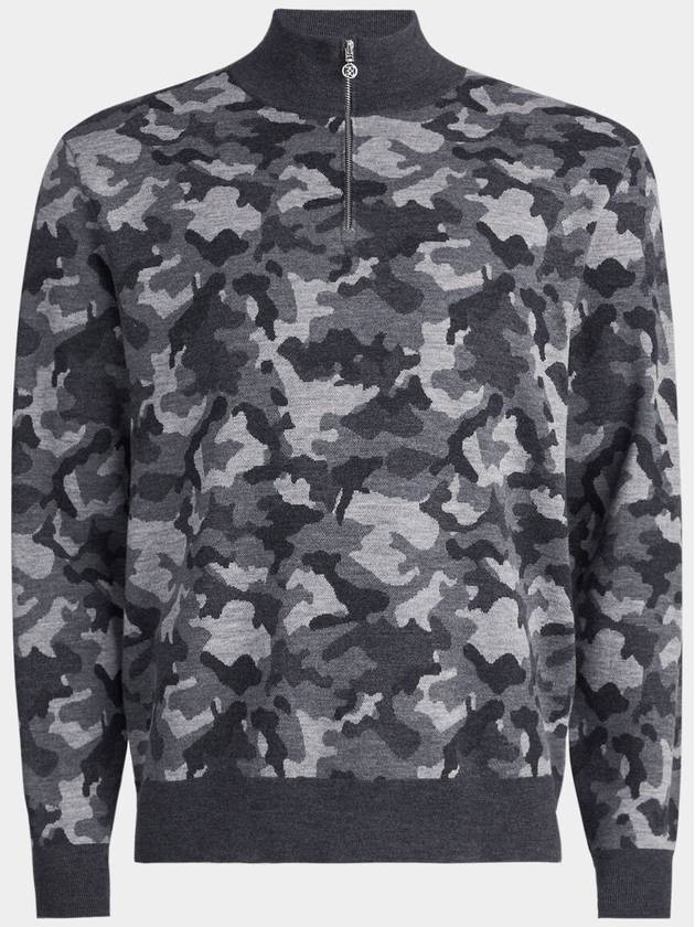 Camo Jacquard Quarter Zip Merino Wool Knit Top Charcoal - G/FORE - BALAAN 2