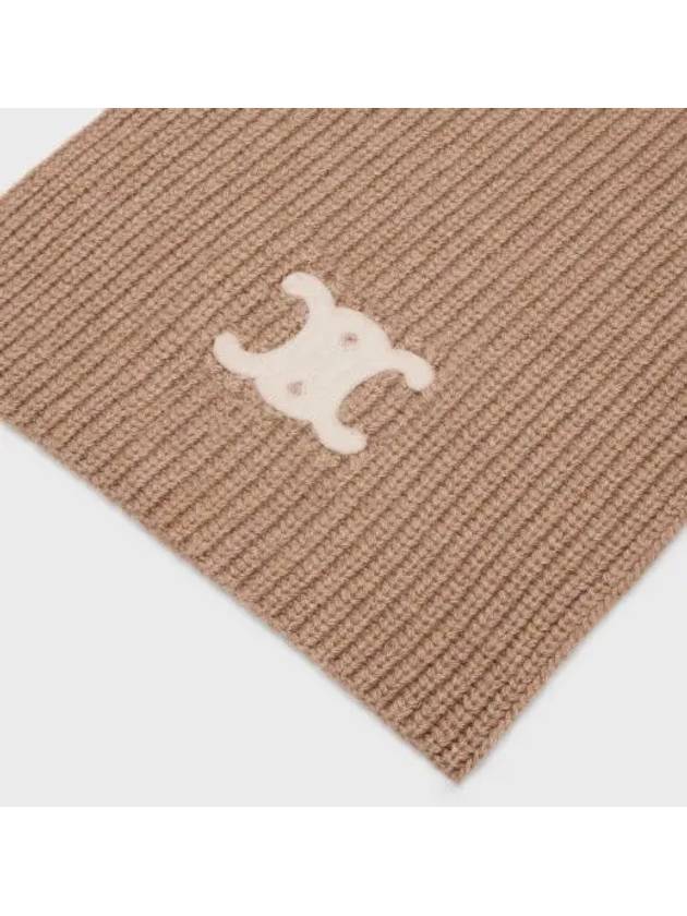 Triomphe Ribbed Cashmere Wool Muffler Camel - CELINE - BALAAN 3