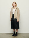 e Women's Shearling Leather Hooded Jacket Beige - PRETONE - BALAAN 5