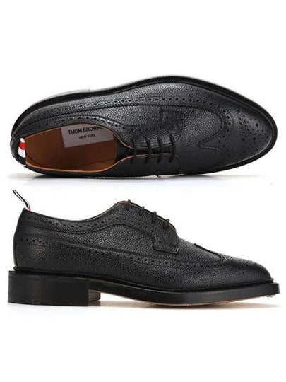 Men's Three Stripes Tab Pebble Grain Long Wing Sole Brogue Black - THOM BROWNE - BALAAN 2