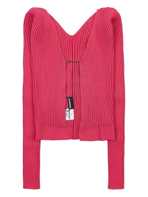 La Maille Pralu Longue Micro Charm Logo Cardigan Pink - JACQUEMUS - BALAAN 10