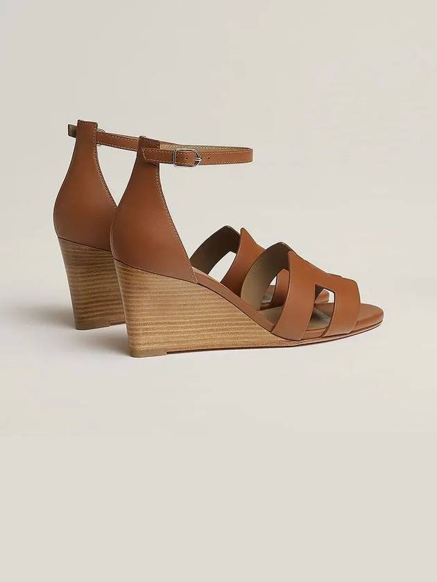 Legend Calfskin Wedge Heels Gold Brown - HERMES - BALAAN 5