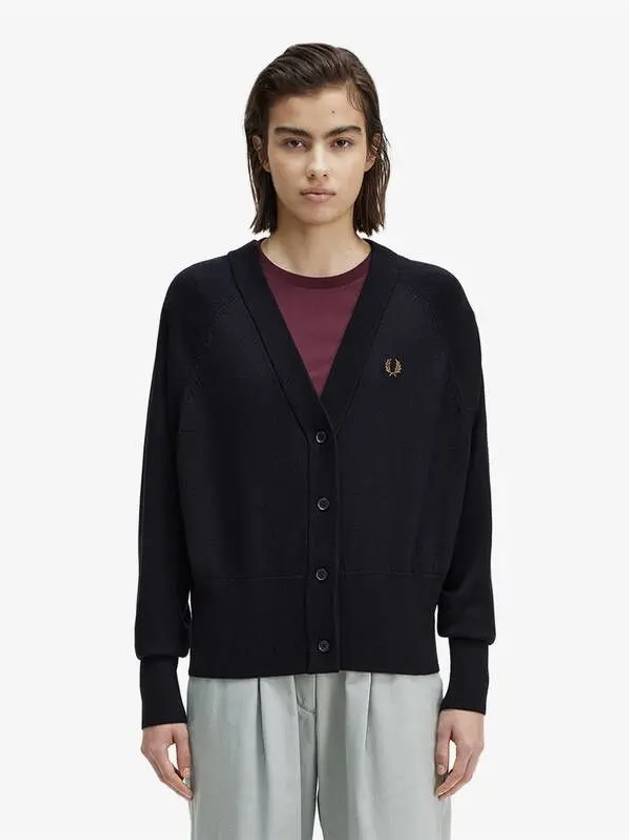 15 Womens V neck Cardigan 608 AFPF2334121 Black - FRED PERRY - BALAAN 1