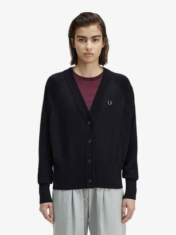 15 Womens V neck Cardigan 608 AFPF2334121 Black - FRED PERRY - BALAAN 1